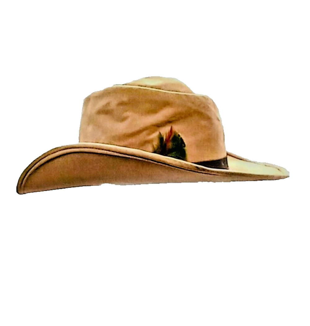 Bailey U-Rollit Western Cowboy Hat Size 73/8 Brown Suede Felt Band & Feather USA